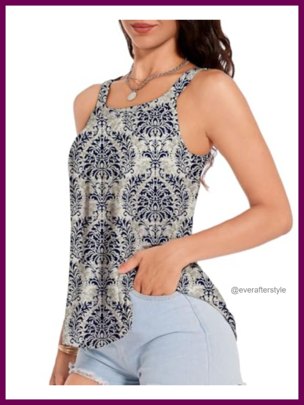 Women's Built-in Bra Tank Top Flowy Loose Fit Halter Cami Casual Sleeveless